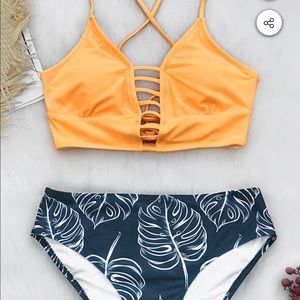 Yellow and blue floral Cupshe Swim
